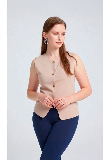 Chaleco Para Mujer Beige Marca L&H Ref. 1G425001
