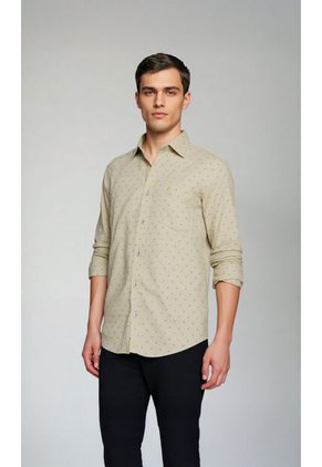 Camisa Para Hombre Manga Larga Beige Marca L&H Ref. 4Ed101004