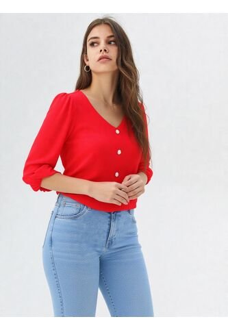 Blusa Para Mujer Manga 3/4 Rojo Marca L&H Ref. 1F412647 L&H