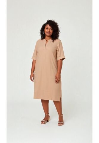 Vestido Para Mujer. Manga Corta Taupe Marca L&H L&H