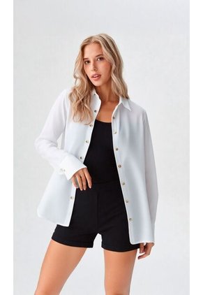 Blusa Para Mujer Manga Larga Blanco Marca L&H Ref. 1F412696