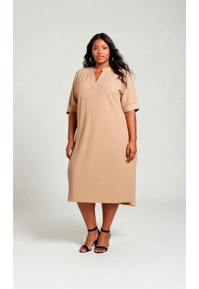 Vestido Para Mujer. Manga Corta Caqui Marca L&H Ref. 1Y617016