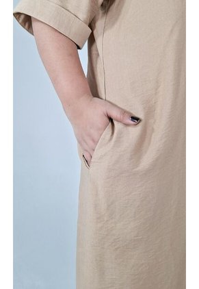 Vestido Para Mujer. Manga Corta Caqui Marca L&H Ref. 1Y617016