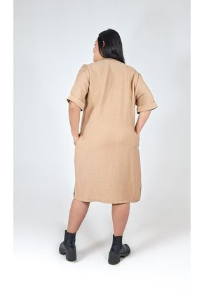 Vestido Para Mujer. Manga Corta Taupe Marca L&H
