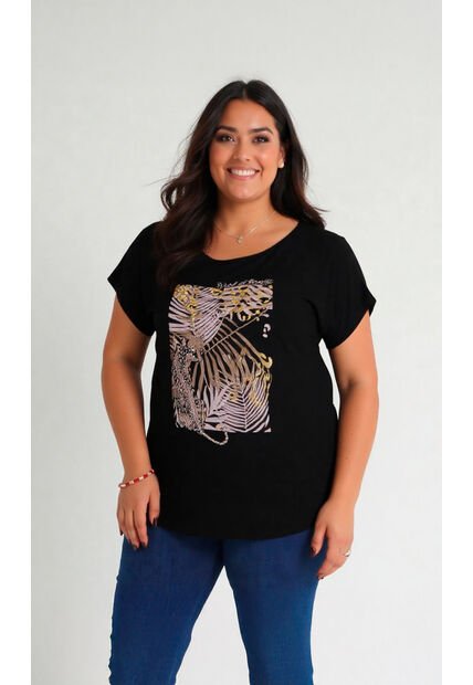 Camiseta Para Mujer. Manga Corta Negro Marca L&H Ref. 5G609073