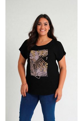 Camiseta Para Mujer. Manga Corta Negro Marca L&H Ref. 5G609073