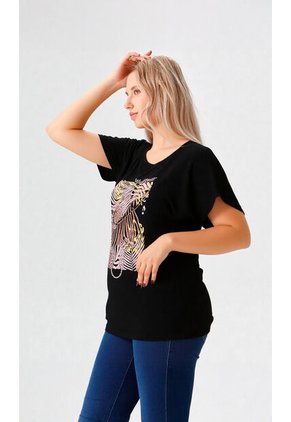Camiseta Para Mujer. Manga Corta Negro Marca L&H Ref. 5G609073