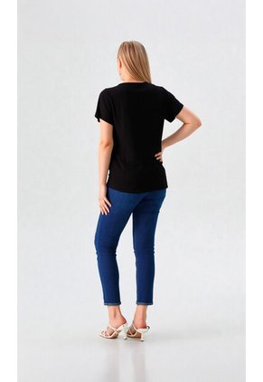Camiseta Para Mujer. Manga Corta Negro Marca L&H Ref. 5G609073