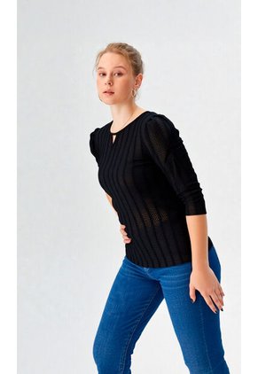 Camiseta Para Mujer Manga 3/4 Negro Marca L&H Ref. 5P409038