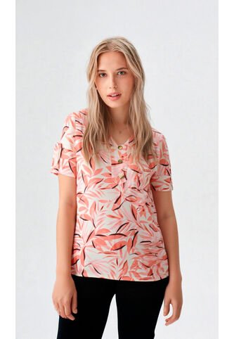 Blusa Para Mujer Manga Corta Coral Marca L&H Ref. 5P412253 L&H