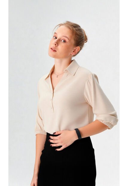 Blusa Para Mujer Manga 3/4 Crudo Marca L&H Ref. 5P412259