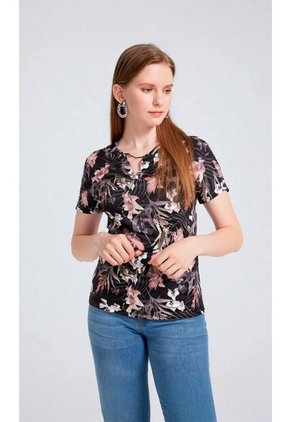 Camiseta Para Mujer Manga Corta Negro Marca L&H Ref. 2J409106