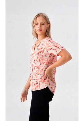 Blusa Para Mujer Manga Corta Coral Marca L&H Ref. 5P412253