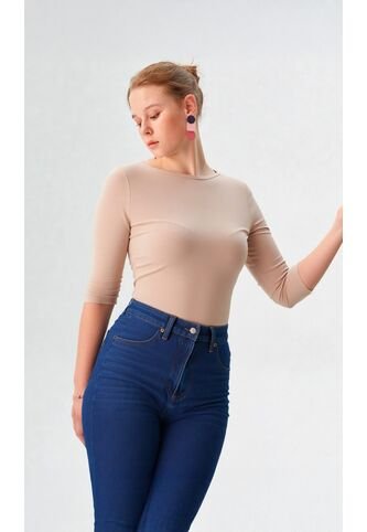 Camiseta Para Mujer Manga 3/4 Beige Marca L&H Ref. 2J409110 L&H