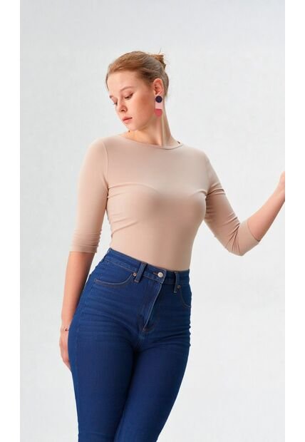 Camiseta Para Mujer Manga 3/4 Beige Marca L&H Ref. 2J409110