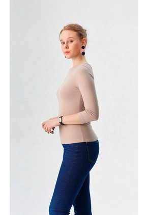 Camiseta Para Mujer Manga 3/4 Beige Marca L&H Ref. 2J409110