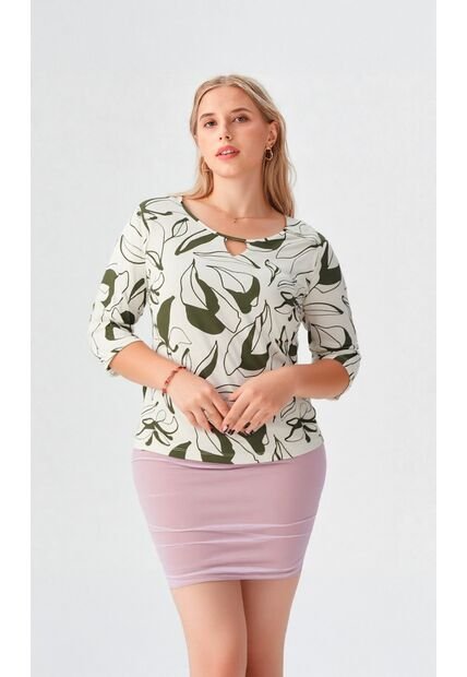 Camiseta Para Mujer Manga 3/4 Verde Marca L&H Ref. 2J409112