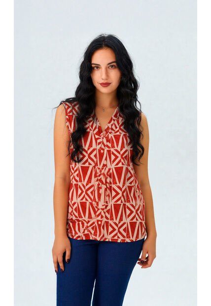 Blusa Para Mujer Manga Sisa Terracota Marca L&H Ref. 5P412265