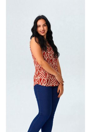 Blusa Para Mujer Manga Sisa Terracota Marca L&H Ref. 5P412265