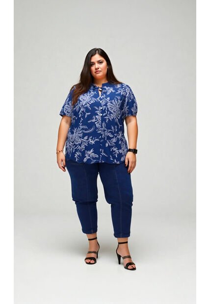 Blusa Para Mujer. Manga Corta Azul Marca L&H Ref. 5P612094