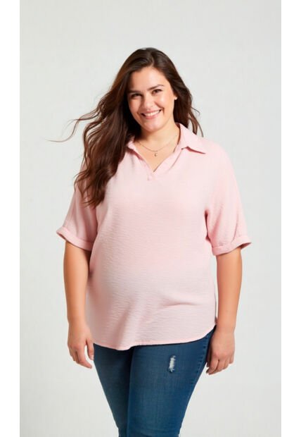 Blusa Para Mujer. Manga Corta Rosado Marca L&H Ref. 5P612097
