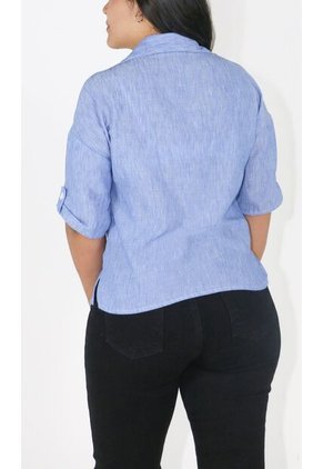 Blusa Para Mujer Manga Corta Azul Marca L&H Ref. 2J412265