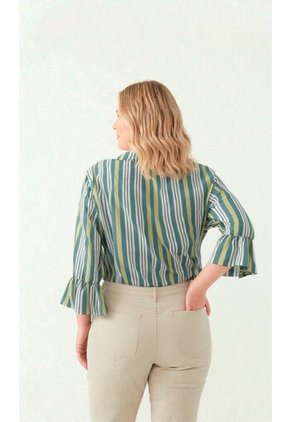 Blusa Para Mujer. Manga 3/4 Verde Marca L&H Ref. 7K612011