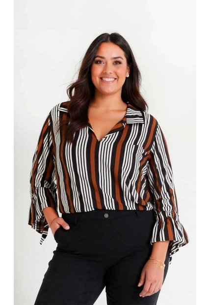 Blusa Para Mujer. Manga 3/4 Cafe Marca L&H Ref. 7K612011