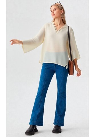 Blusa Para Mujer Manga 3/4 Crudo Marca L&H Ref. 2Bv412001 L&H
