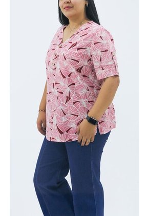 Blusa Para Mujer. Manga Corta Rosado Marca L&H Ref. 5P612099