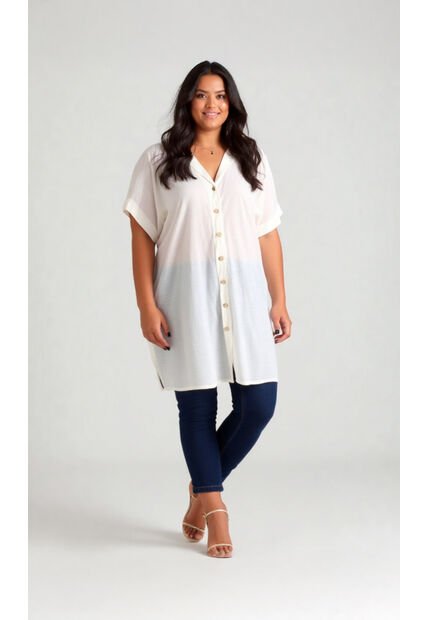 Bluson Para Mujer. Manga Corta Crudo Marca L&H Ref. 7D624018