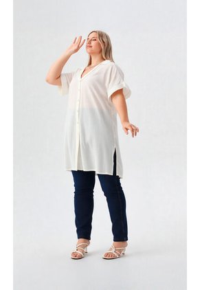 Bluson Para Mujer. Manga Corta Crudo Marca L&H Ref. 7D624018