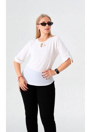 Blusa Para Mujer Manga Corta Crudo Marca L&H Ref. 8E412045