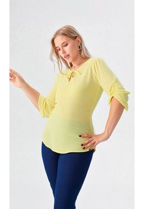 Blusa Para Mujer Manga Corta Amarillo Marca L&H Ref. 8E412045