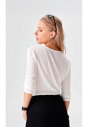 Blusa Para Mujer Manga Corta Crudo Marca L&H Ref. 8E412045