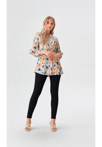 Bluson Para Mujer Manga 3/4 Azul Marca L&H Ref. 3Za424001