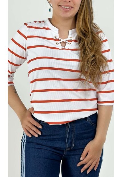 Camiseta Para Mujer Manga 3/4 Naranja Marca L&H