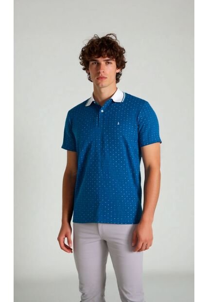 Polo Para Hombre Manga Corta Azul Marca L&H Ref. 4K109109