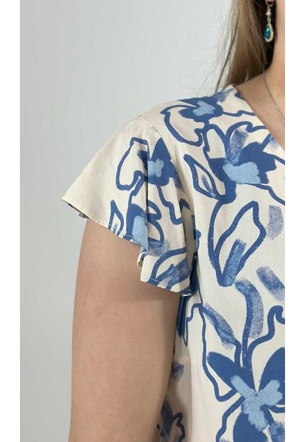 Blusa Para Mujer Manga Corta Azul Marca L&H