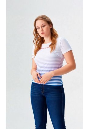 Camiseta Para Mujer Manga Corta Blanco Marca L&H Ref. 4R409226