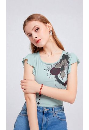 Camiseta Para Mujer Manga Corta Verde Marca L&H Ref. 4R409220