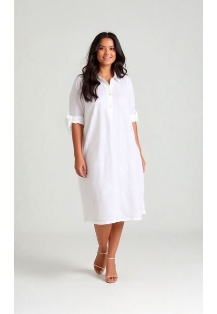 Vestido Para Mujer. Manga Corta Blanco Marca L&H Ref. 1Y617019