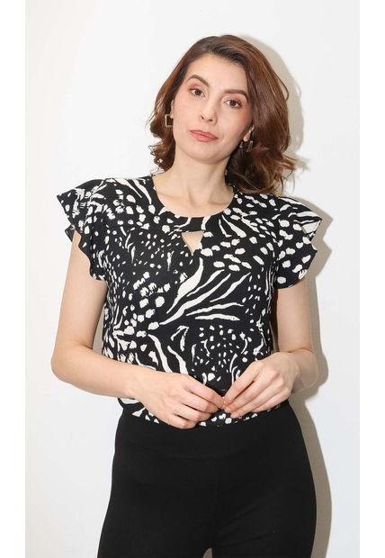 Blusa Para Mujer Manga Corta Negro Marca L&H