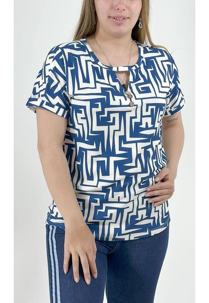 Camiseta Para Mujer Manga Corta Azul Marca L&H