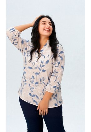Blusa Para Mujer Manga 3/4 Azul Marca L&H Ref. 1F412713