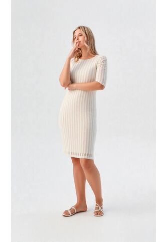 Vestido Para Mujer Manga Corta Crudo Marca L&H Ref. 5P417013 L&H