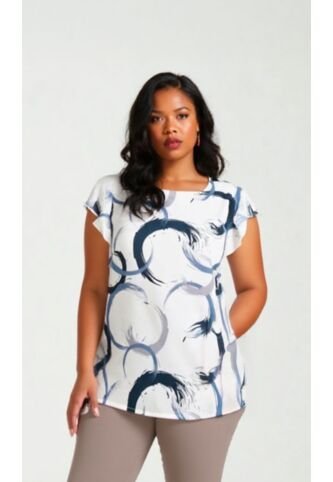 Blusa Para Mujer. Manga Corta Azul Marca L&H L&H