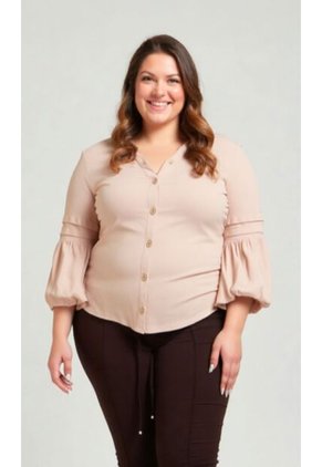 Blusa Para Mujer. Manga 3/4 Beige Marca L&H