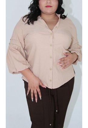 Blusa Para Mujer. Manga 3/4 Beige Marca L&H