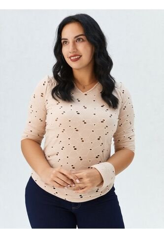 Camiseta Para Mujer Manga 3/4 Beige Marca L&H Ref. 5P409040 L&H